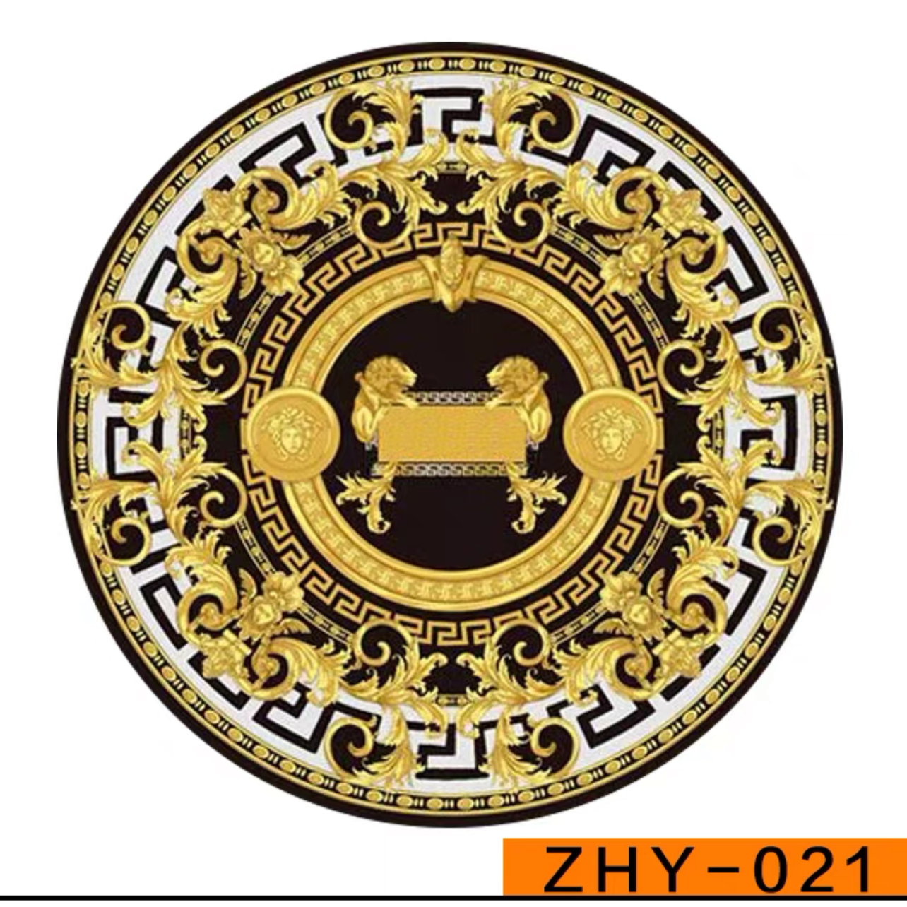 Royal Gold Design Classic Luxury Versace Medusa Round Carpet Home Decoration Area Rugs (RV017)