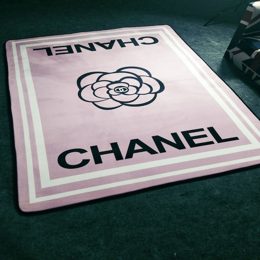 Pinky Luxury Brand Chanel Flower Design Home Decoration Rectangle Area Rugs (C004)