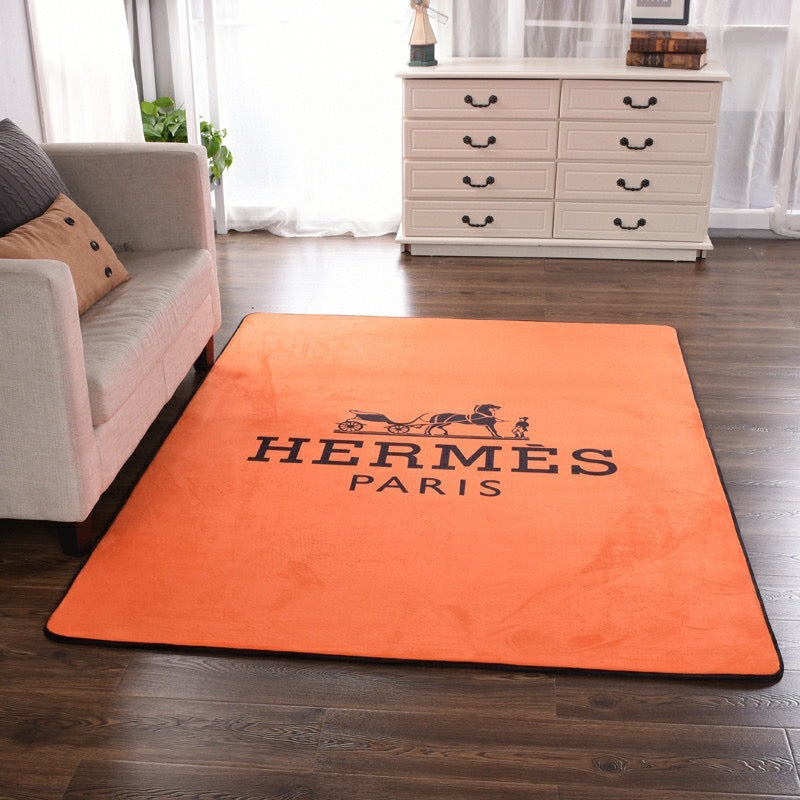 Plain Classic Hermes Orange Logo Design Simple Home Decoration Rectangle Area Rugs (H019)