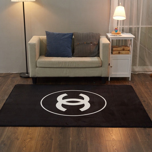 Simple Plain Chanel Luxury Branded Logo Living Room Decoration Rectangle Area Rugs (C007)