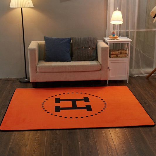 Hermes Orange Big H Logo Design Modern Home Decoration Rectangle Area Rugs (H018)