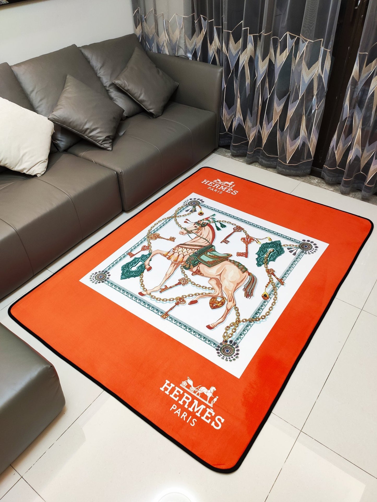 Hermes Orange Horse Luxury Home Decoration Rectangle Area Rugs (H017)