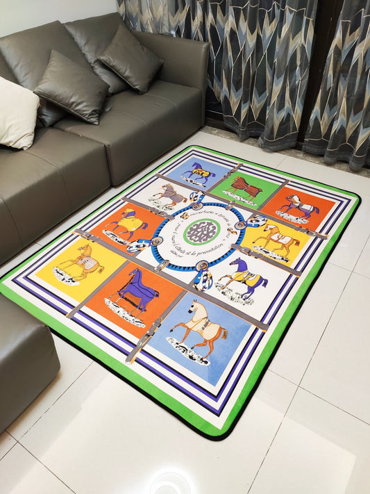 Hermes Horse Logo Design Home Decoration Rectangle Area Rugs (H016)