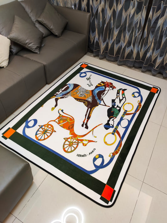 Hermes Classic Horse Design Modern Luxury Home Decoration Rectangle Area Rugs (H015)