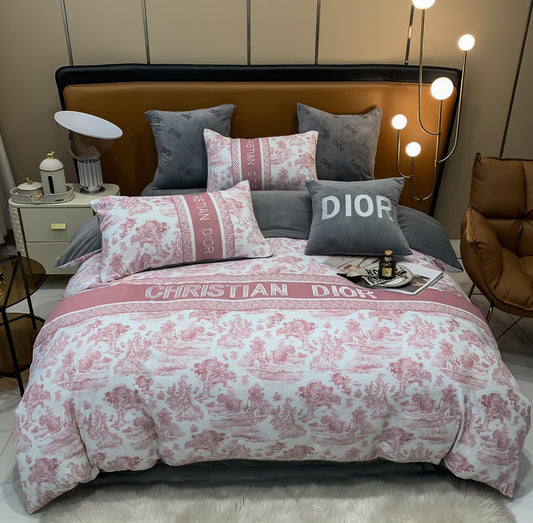 Pinky Christian Dior Milk Velvet Bedding Set