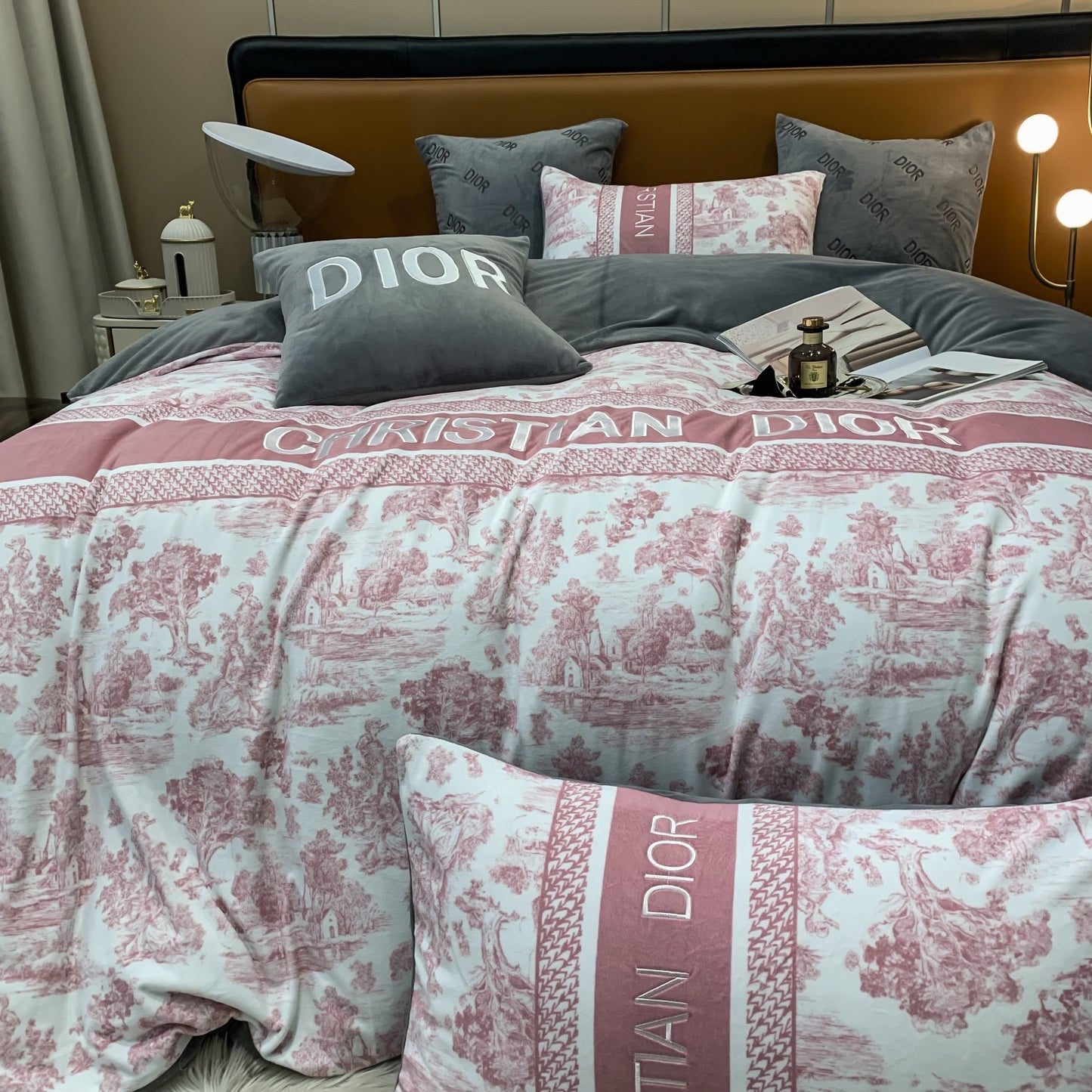 Pinky Christian Dior Milk Velvet Bedding Set