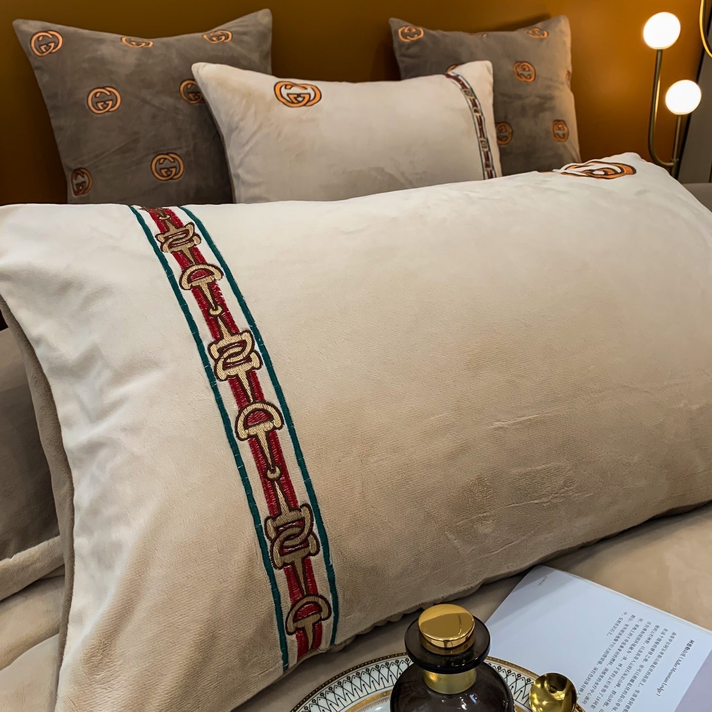 Gucci Brown Milk Velvet Bedding Set