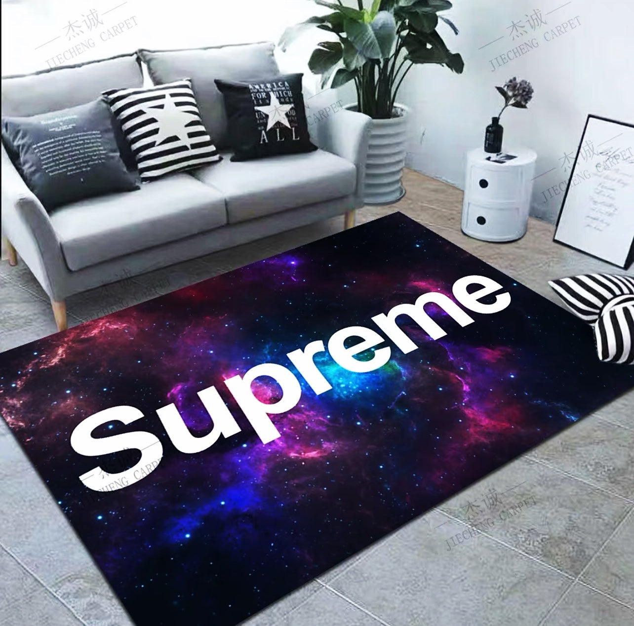 Galaxy Milky Way Supreme Brand Logo Design Rectangle Carpet Modern Home Decoration Rugs (SP071)