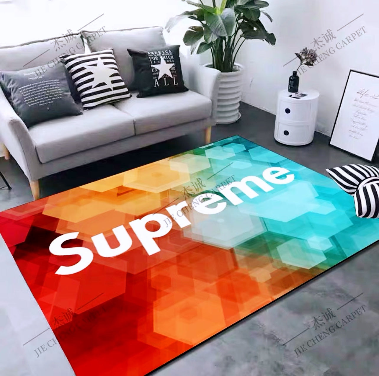 Simple Modern Home Decoration Area Rugs Supreme Streetwear Brand Logo Rectangle Carpet (SP067)