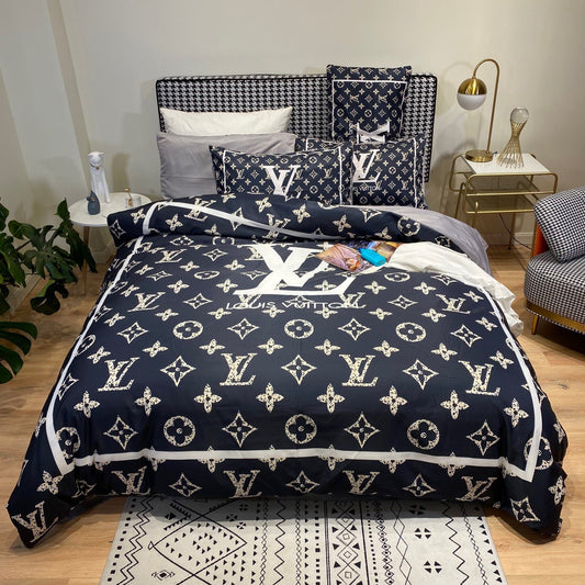 Louis Vuitton Classic LV Logo Real Silk Material Bedding Set