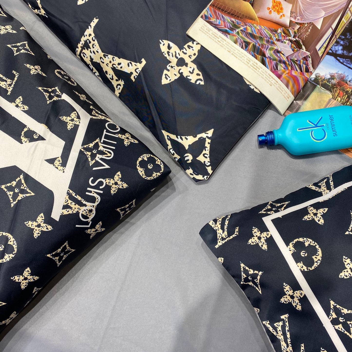 Louis Vuitton Classic LV Logo Real Silk Material Bedding Set