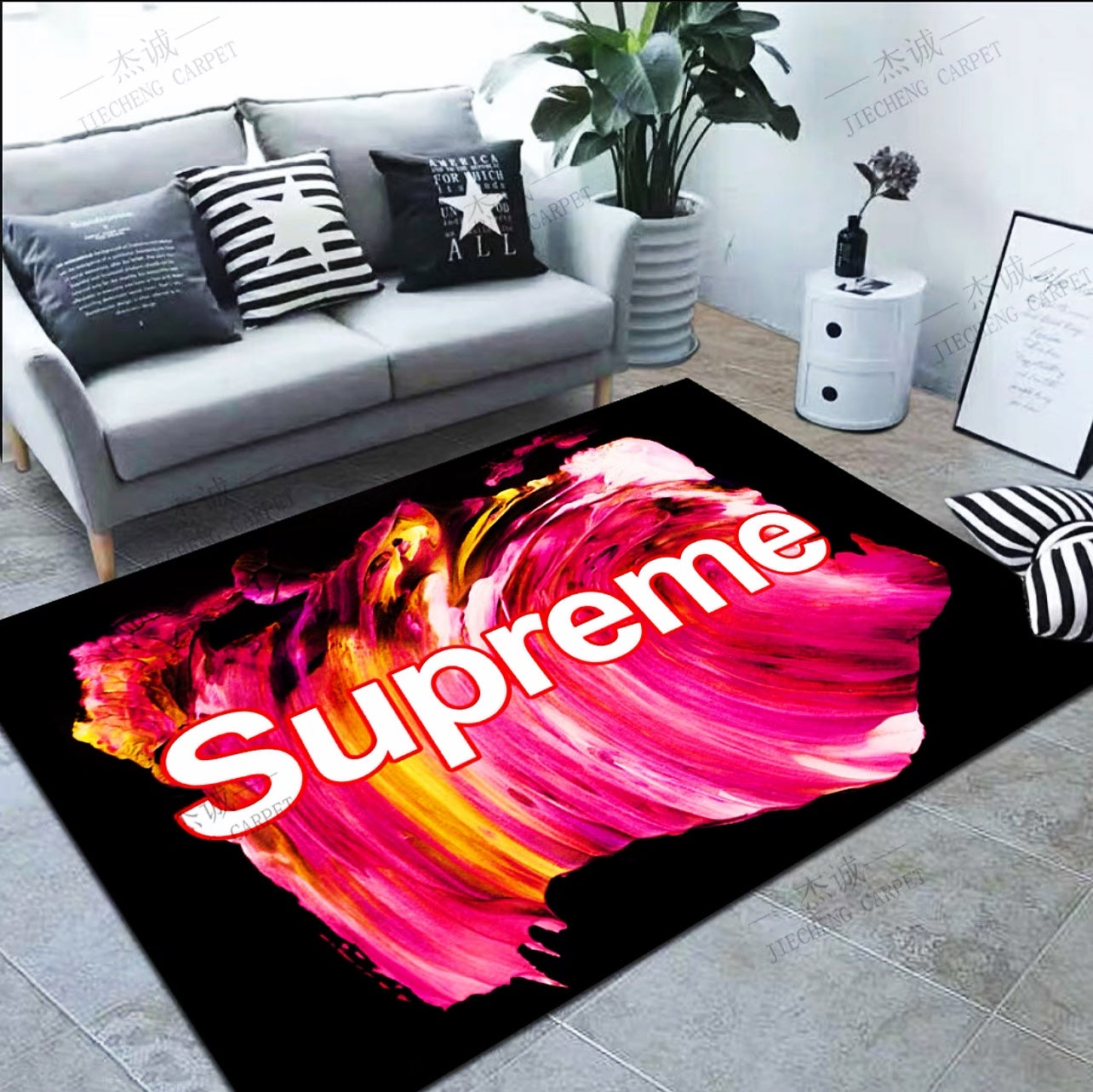 Supreme Street Art Pinky Design Rectangle Carpet Simple Modern Home Decoration Rugs (SP055)