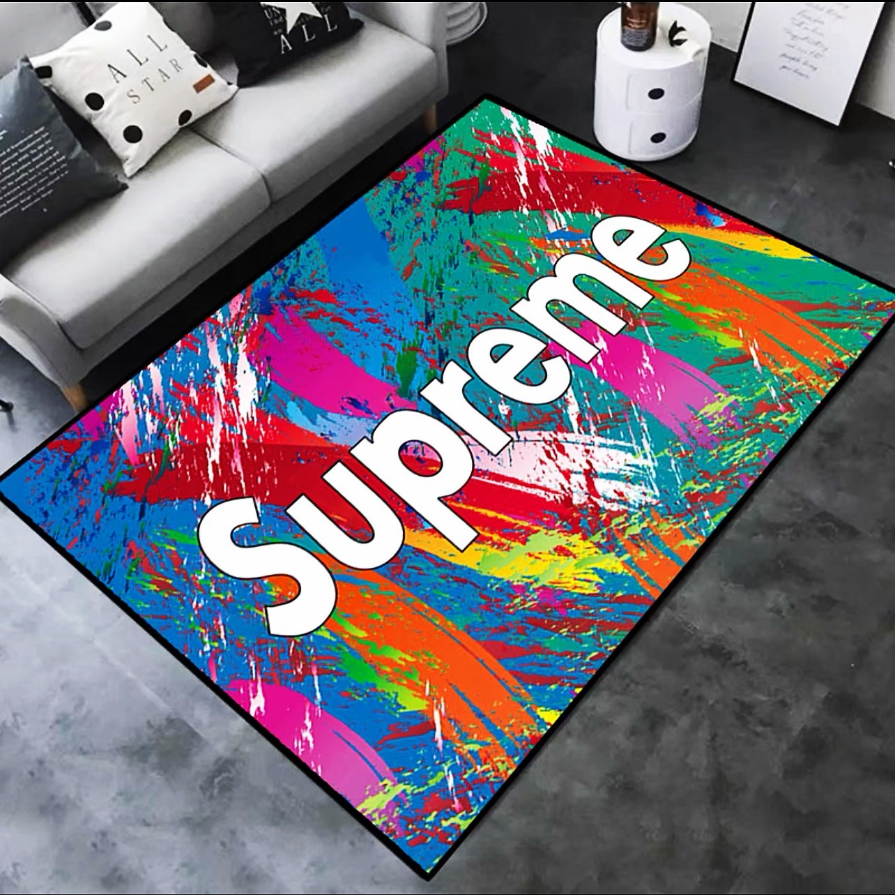 Colourful Street Art Supreme Branded Logo Design Rectangle Carpet Modern Home Decoration Rugs (SP053)