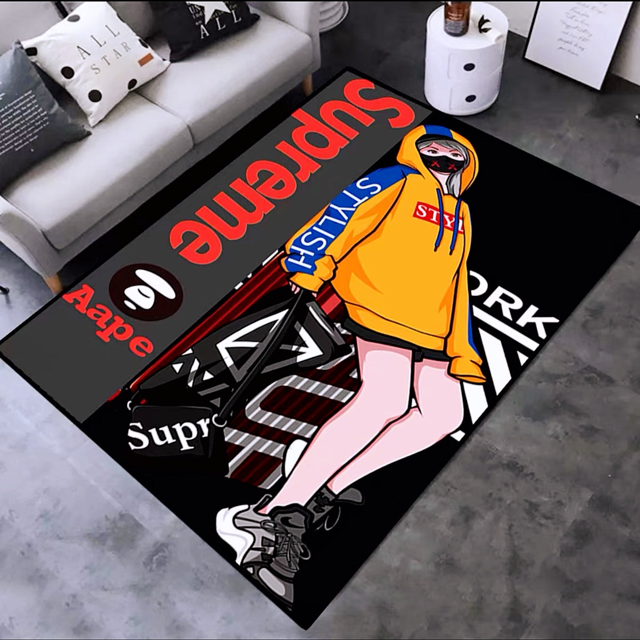 Supreme X Bathing Aape Streetwear Brand Logo Design Rectangle Carpet Home Decoration Rugs (SP049)