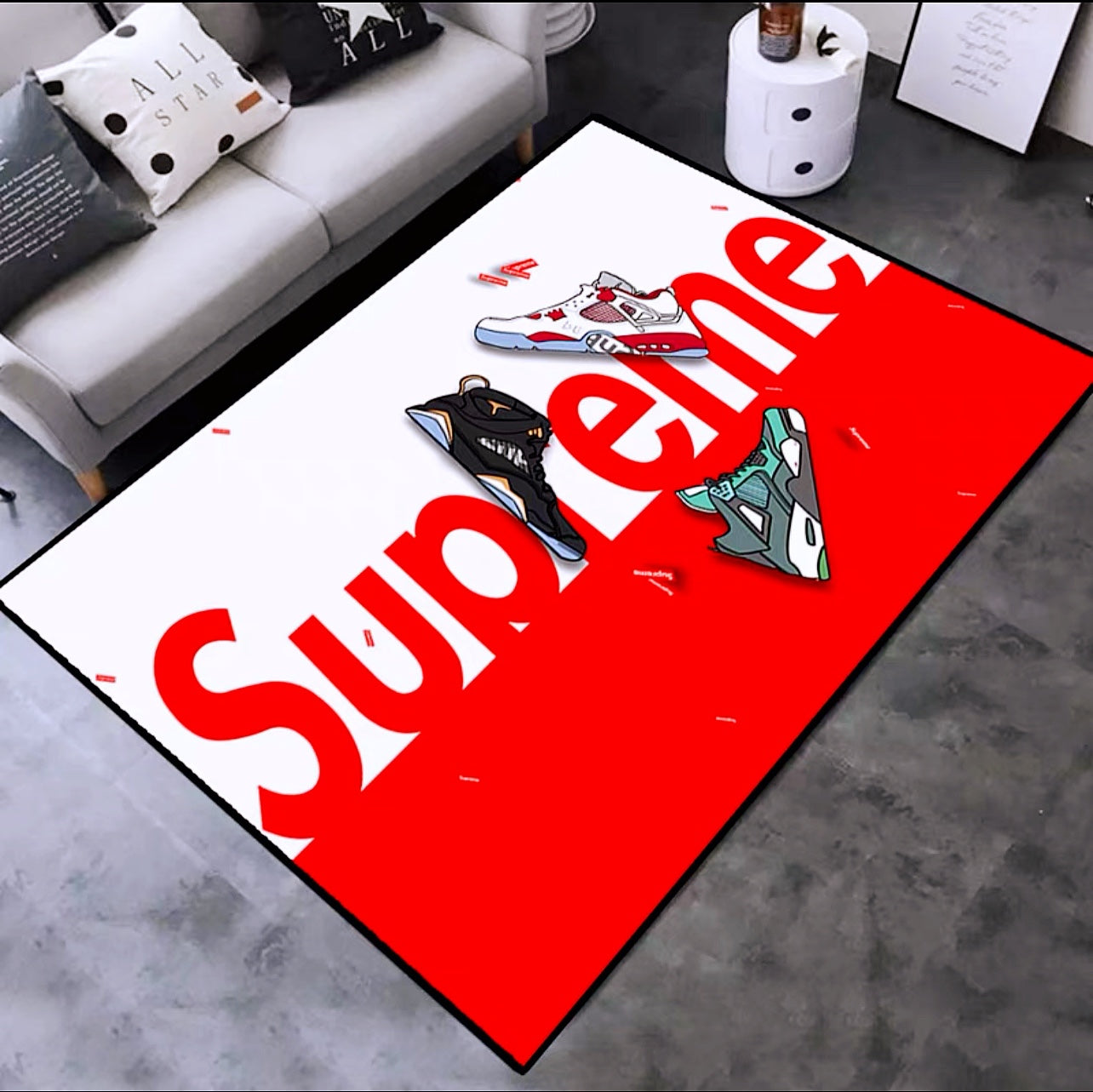 Classic Streetwear Brand Supreme Shoes Logo Design Rectangle Carpet Modern Home Decoration Rugs (SP046)