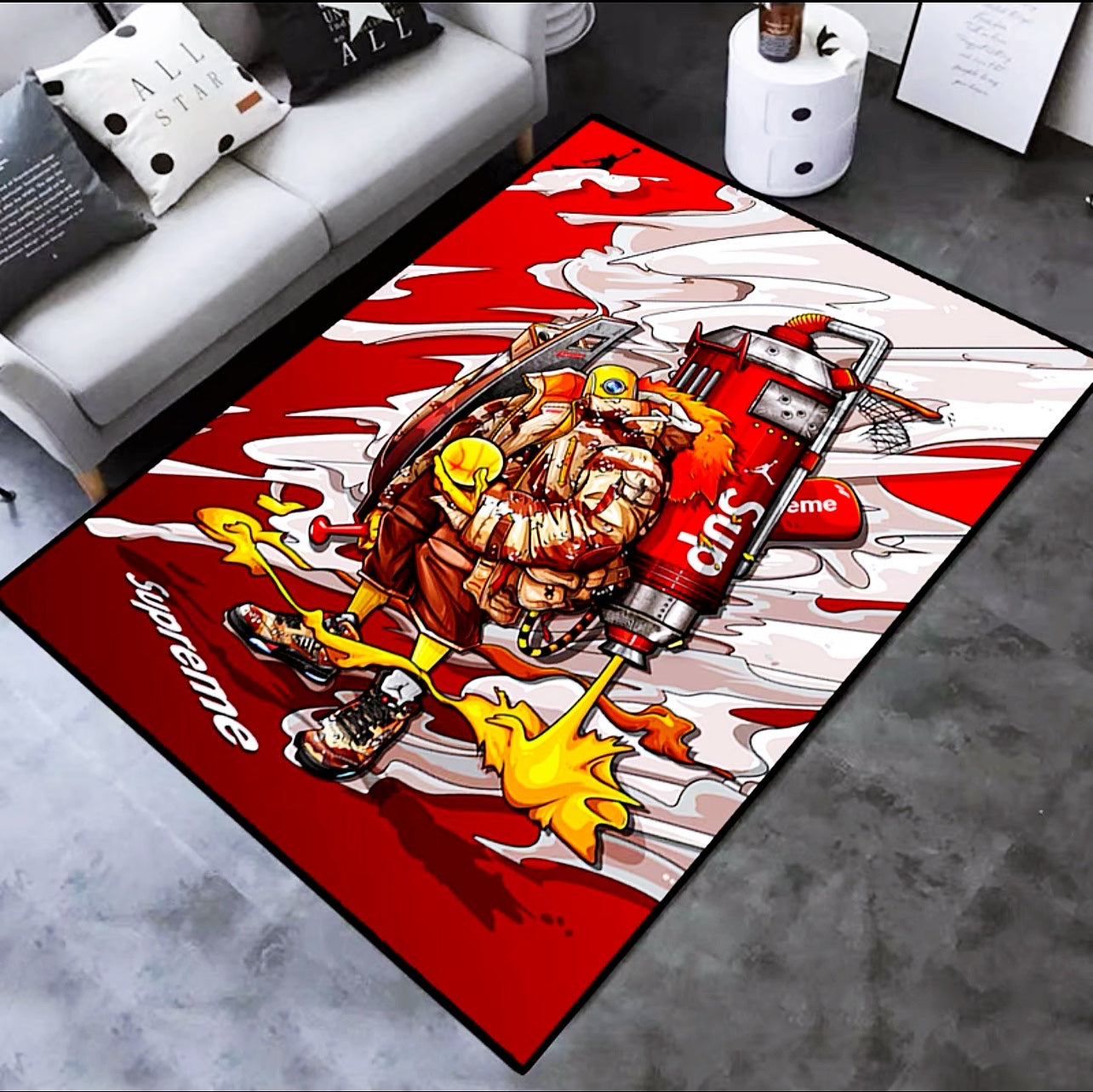 Modern Street Art Cartoon Supreme Logo Design Rectangle Carpet Home Decoration Rugs (SP044)