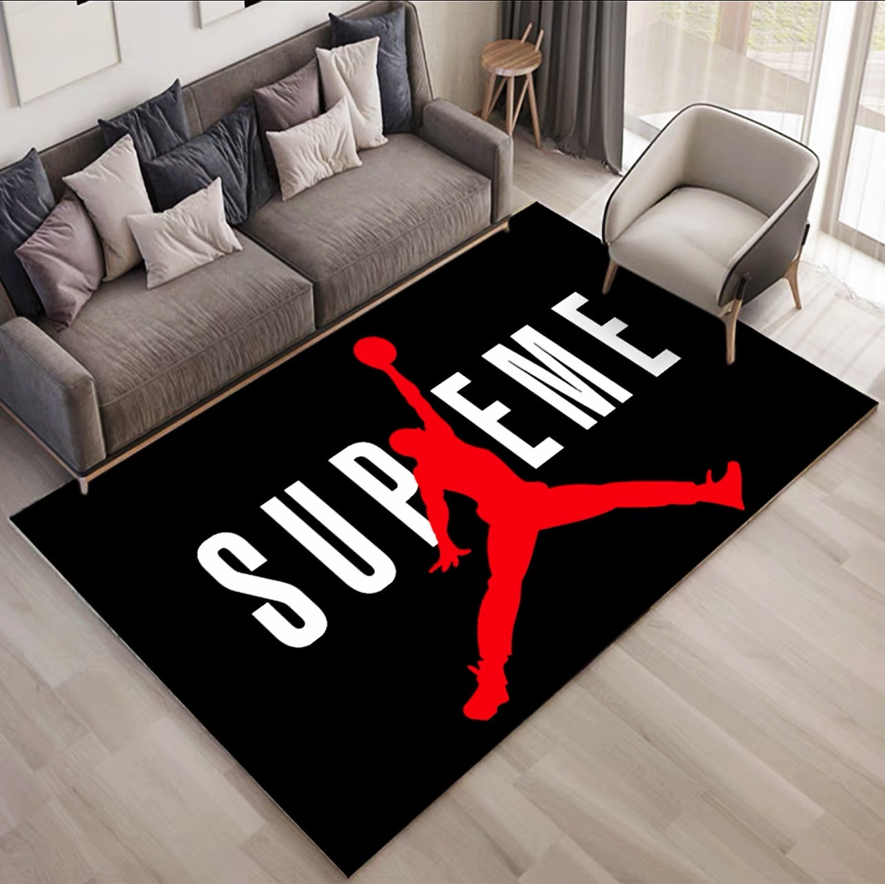 Supreme Air Jordan Design Famous Branded Logo Rectangle Carpet Room Decoration Area Rugs (SP031)