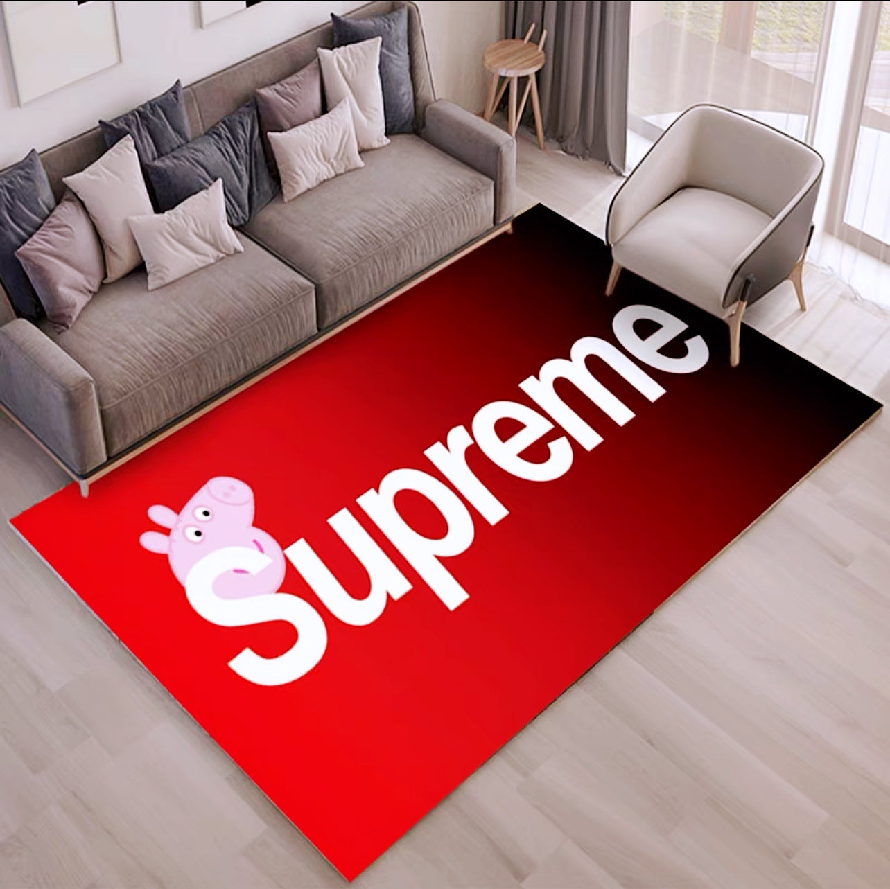 Classic Supreme Red Cute Peggy Pig Design Rectangle Carpet Home Decoration Area Rugs (SP030)