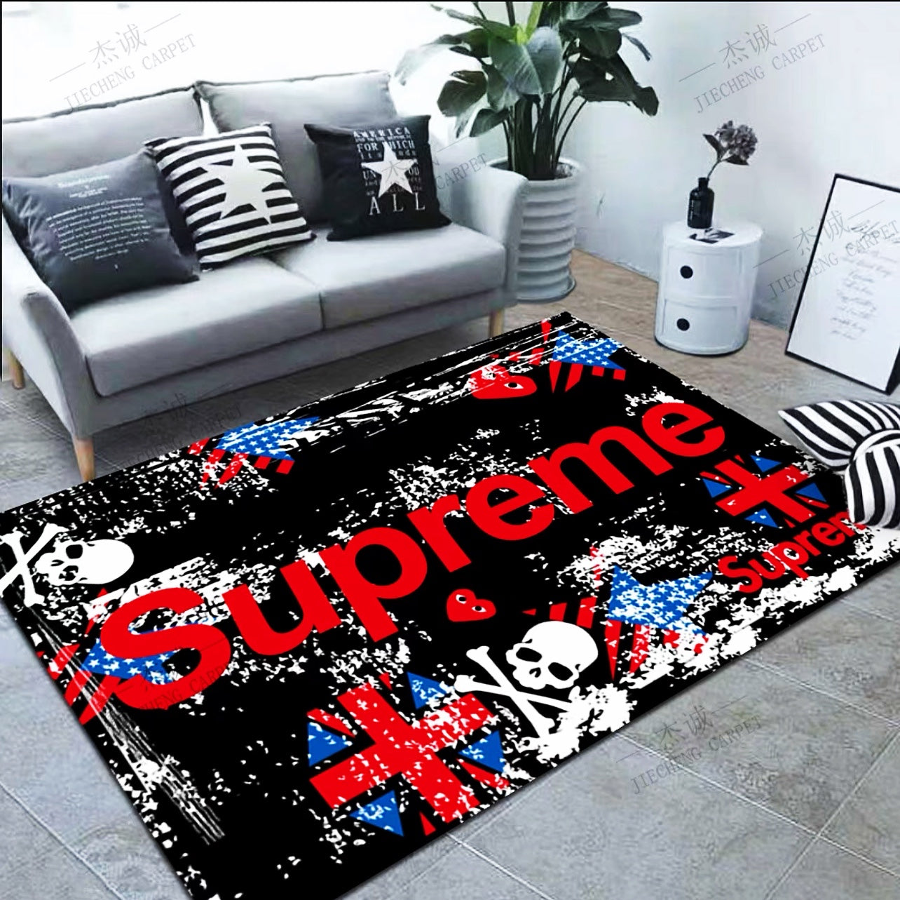 Streetwear Style Modern Art Home Decoration Rugs Supreme Logo Design Rectangle Carpet (SP026)