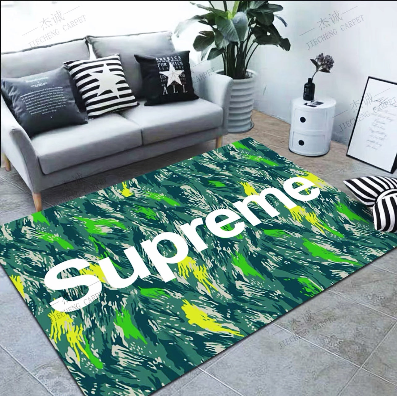 Supreme Streetwear Branded Logo Modern Art Design Rectangle Carpet Room Decoration Rugs (SP020)