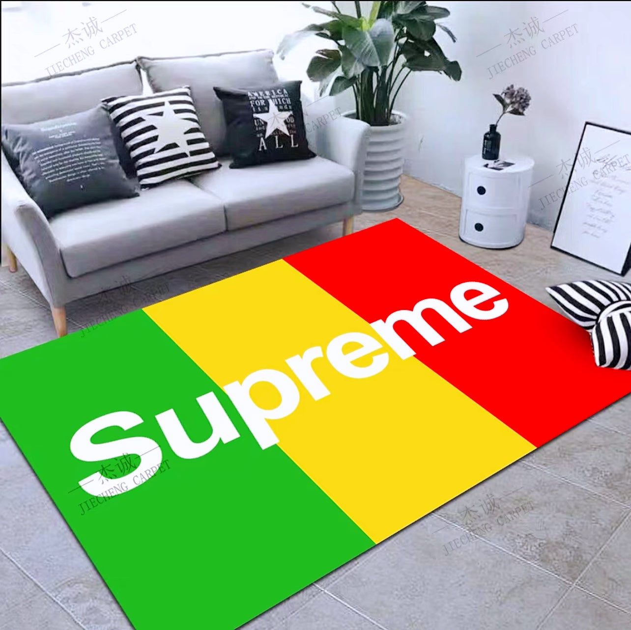 Supreme Streetwear Branded Logo 3 Tones Colour Design Rectangle Carpet Home Decoration Rugs (SP017)