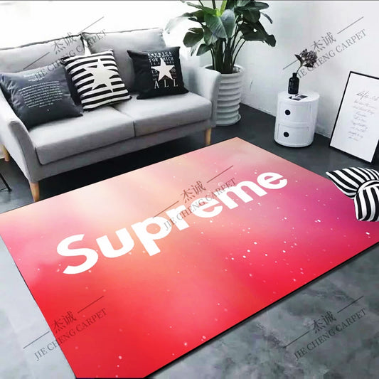 Supreme Streetwear Branded Logo Design Red Background Rectangle Carpet Home Decoration Rugs (SP016)