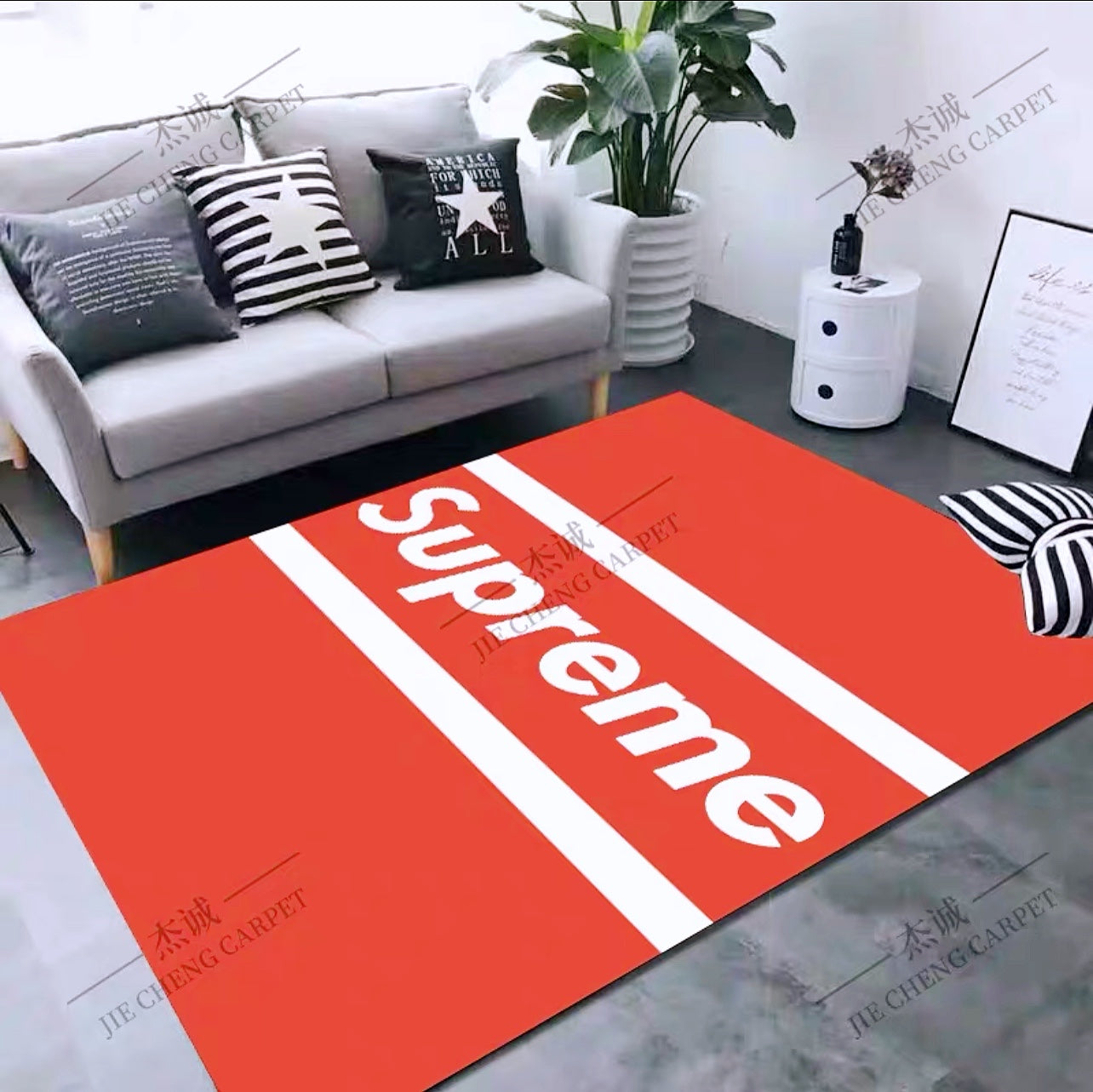 Plain Supreme Red Background Design Rectangle Carpet Home Decoration Rugs (SP015)