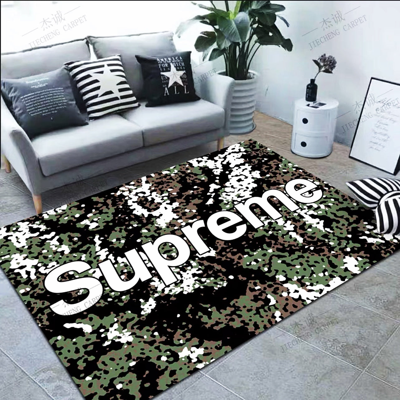 Supreme Streetwear Brand Camouflage Design Rectangle Carpet Home Decoration Rugs (SP013)