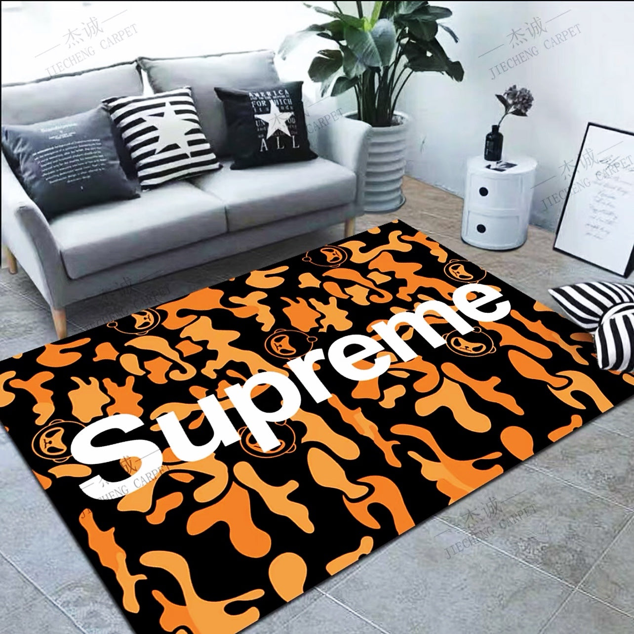 Supreme Streetwear Style Design Rectangle Carpet Modern Home Decoration Rugs (SP012)