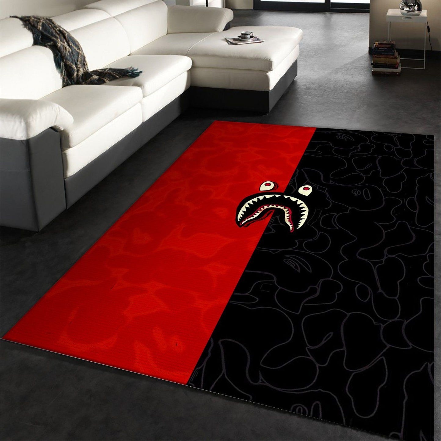 Black Red Plain Two Tones Bathing Aape Branded Logo Design Home Decoration Rectangle Area Rugs (A046)