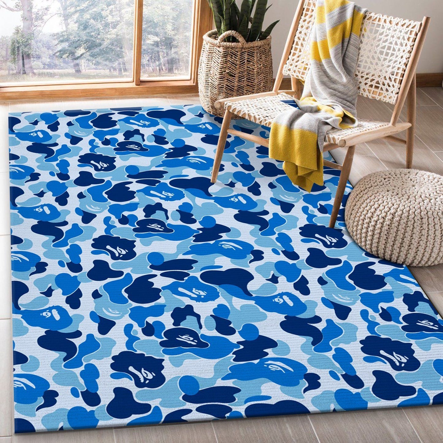 Bathing Aape Design Blue Camouflage Home Decoration Rectangle Area Rugs (A041)