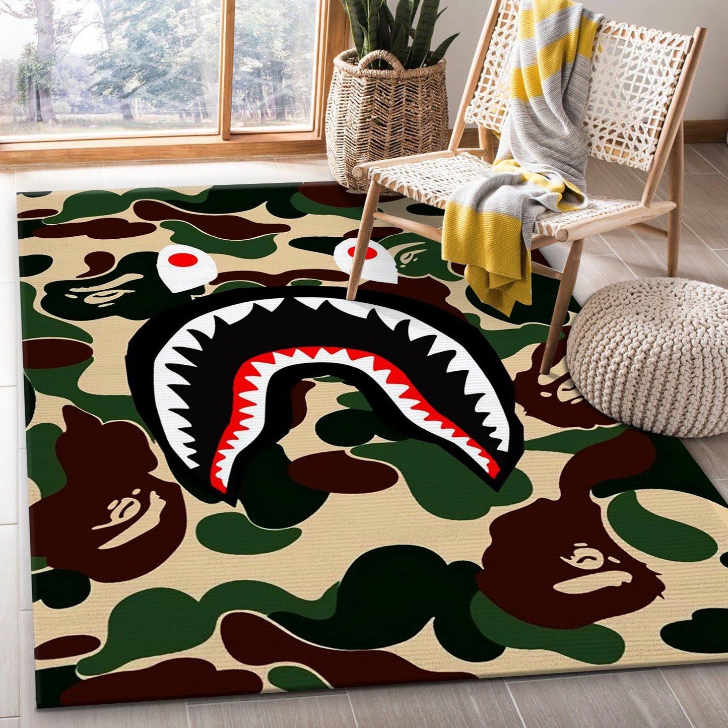 Bathing Aape Army Camouflage Design Branded Logo Home Decoration Rectangle Area Rugs (A039)