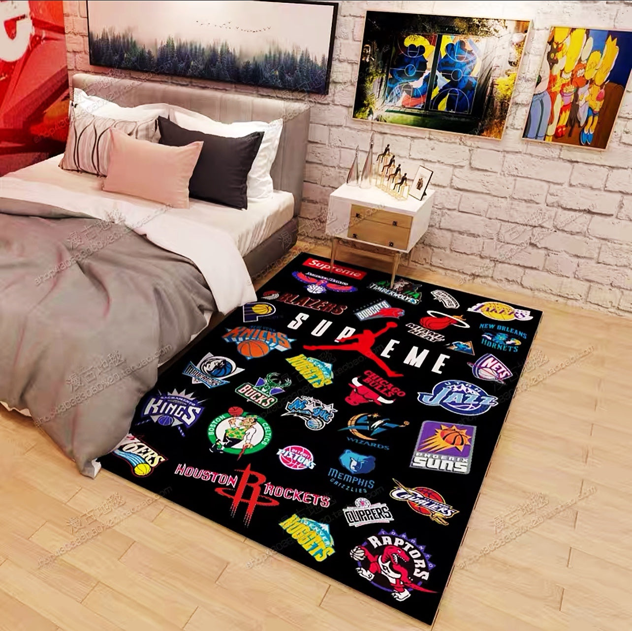 NBA Team Logo Supreme Air Jordan Design Rectangle Carpet Modern Room Decoration Rugs (SP086)