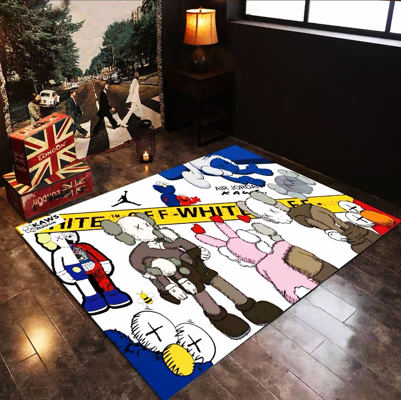 Kaws Sesame Street X OffWhite Streetwear Branded Design Rectangle Carpet Modern Room Decoration Rugs (K003)