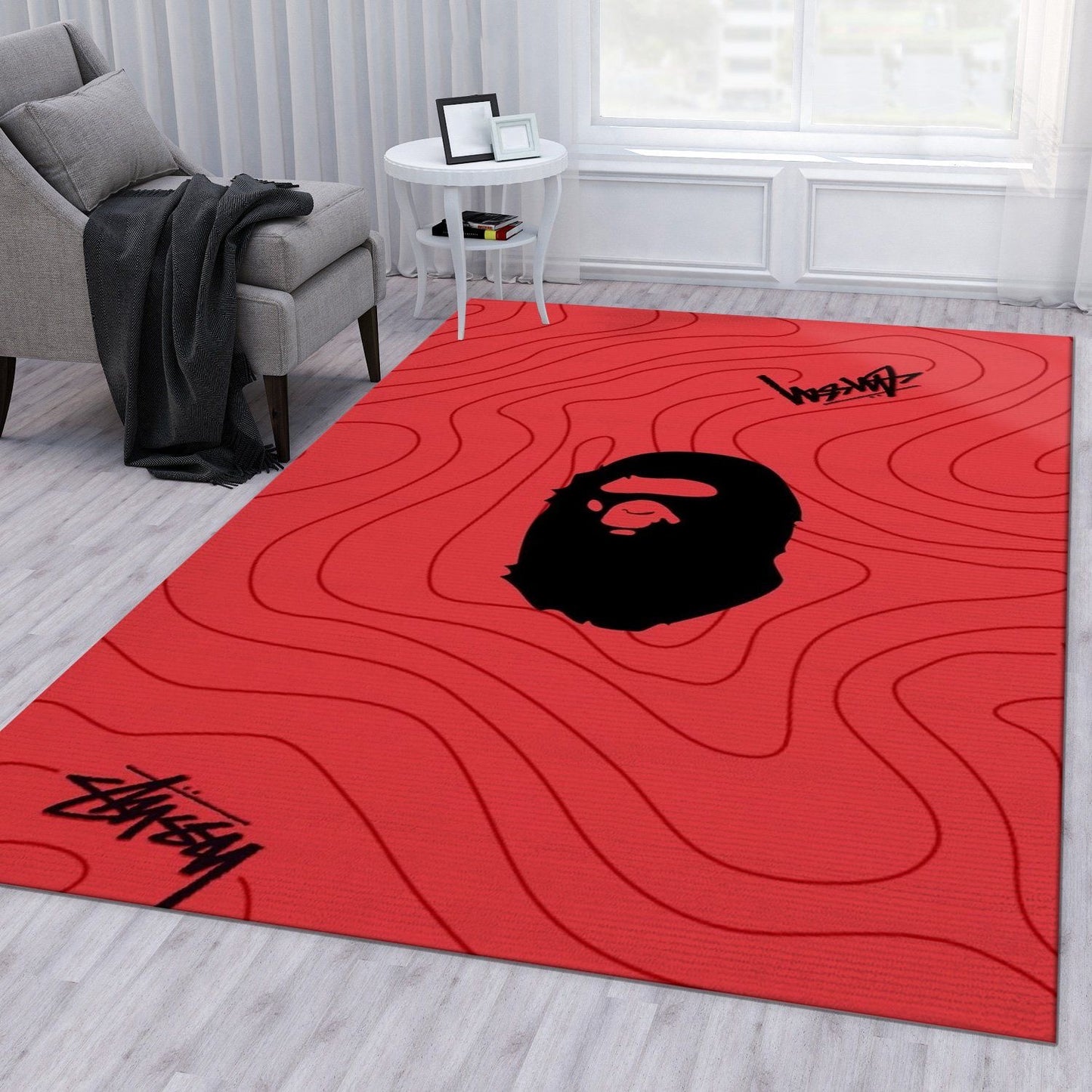 Plain Red Streetwear Branded Bathing Aape Design Home Decoration Rectangle Are Rugs (A033)