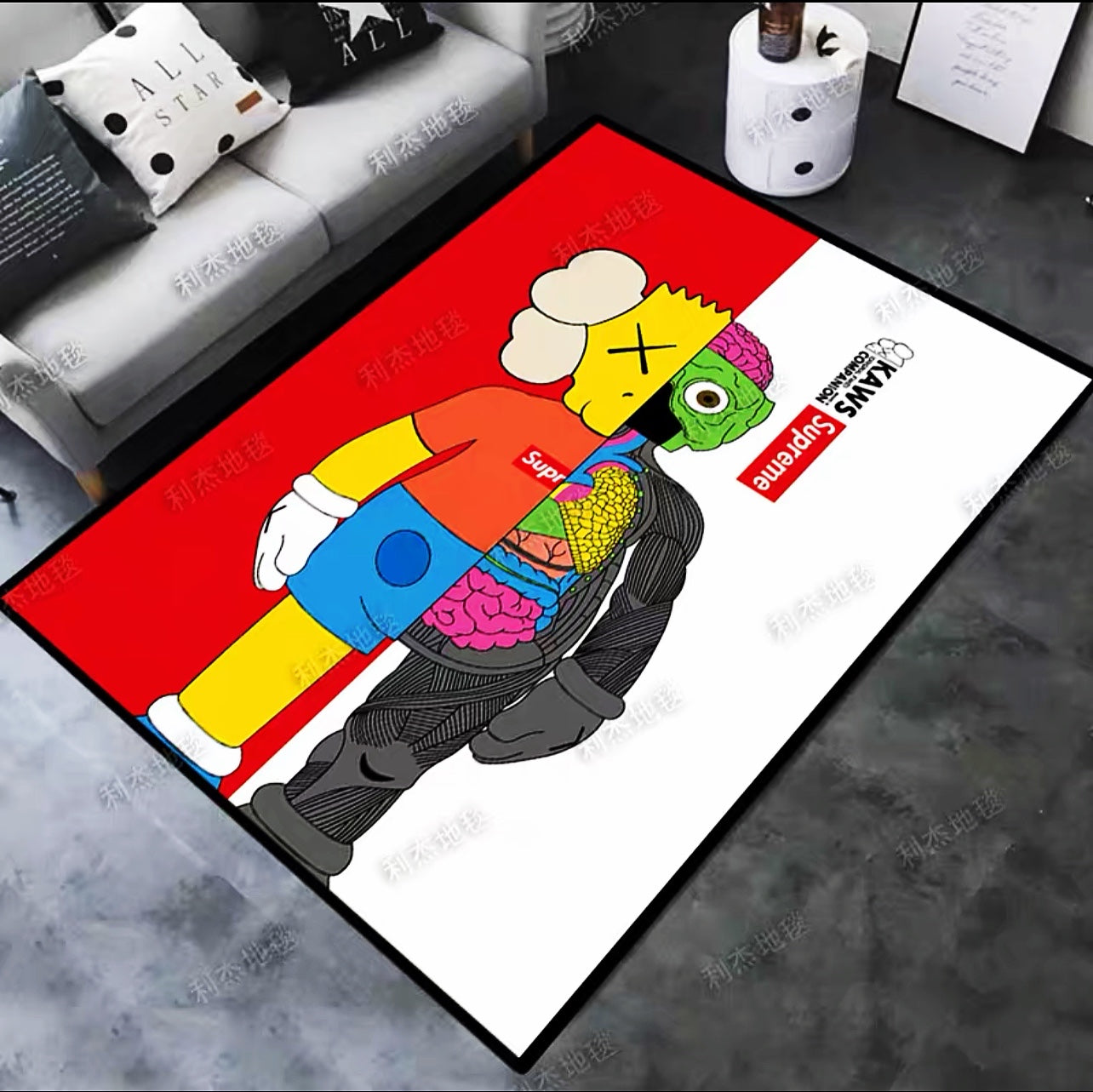 Kaws Famous Streetwear Branded Design Modern Home Decoration Area Rugs (K006)