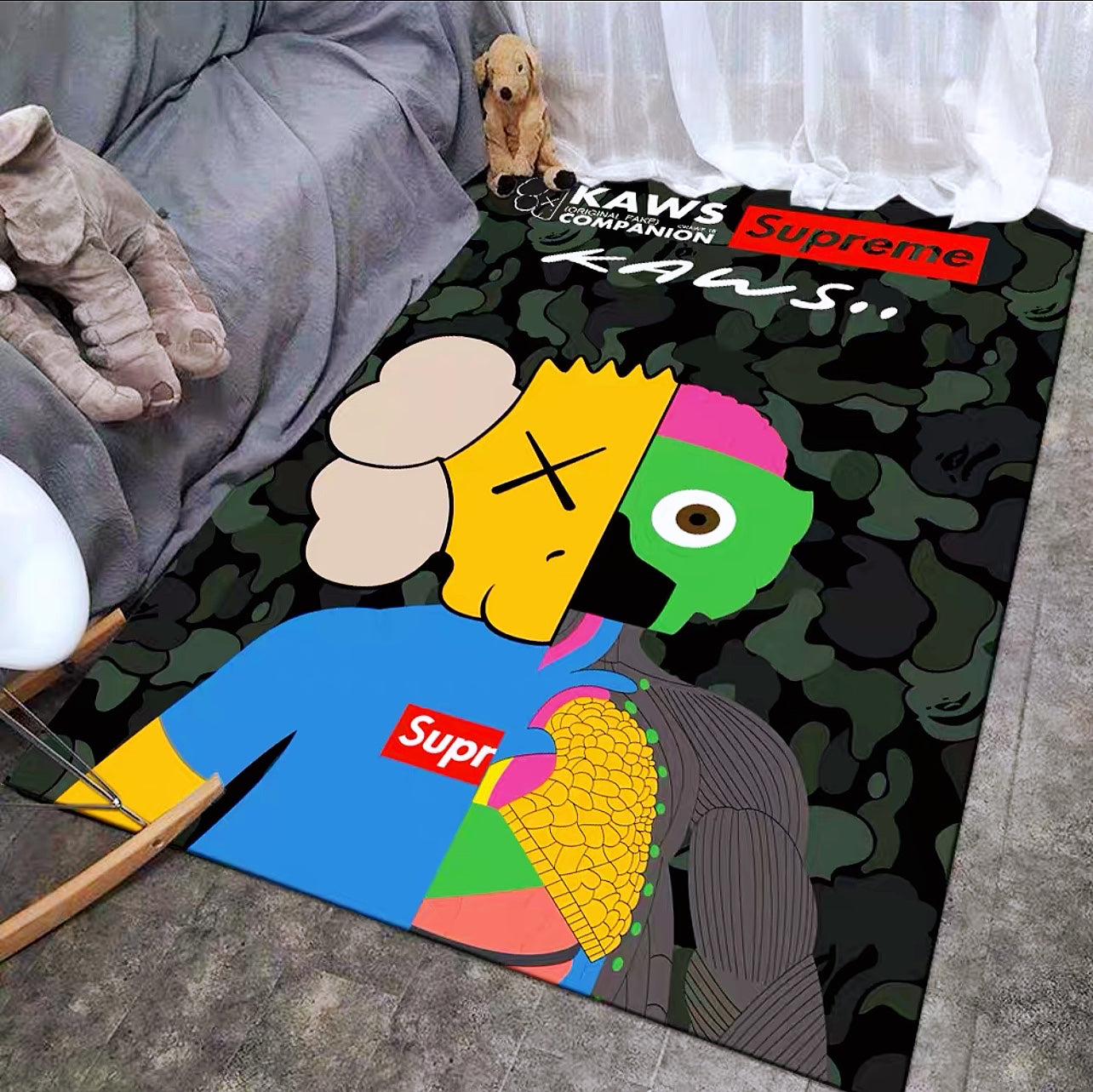 Kaws Camouflage Street Art Design Rectangle Carpet Modern Home Decoration Area Rugs (K009)