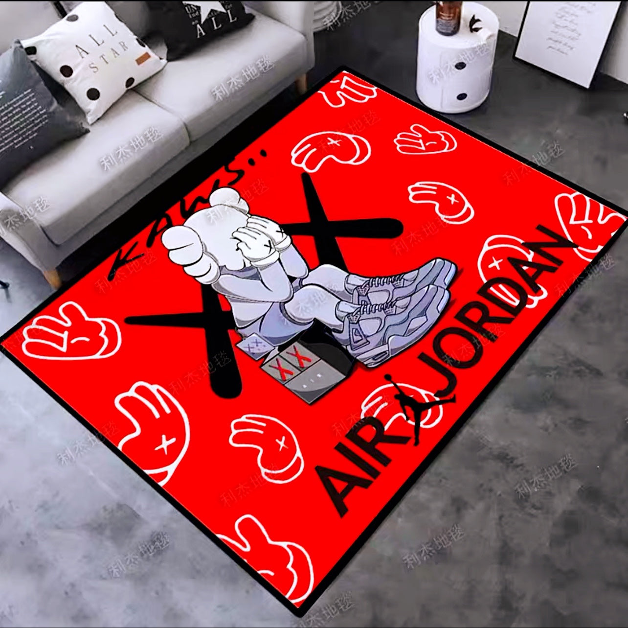 Kaws Air Jordan Streetwear Brand Design Rectangle Carpet Modern Home Decoration Rugs (K010)