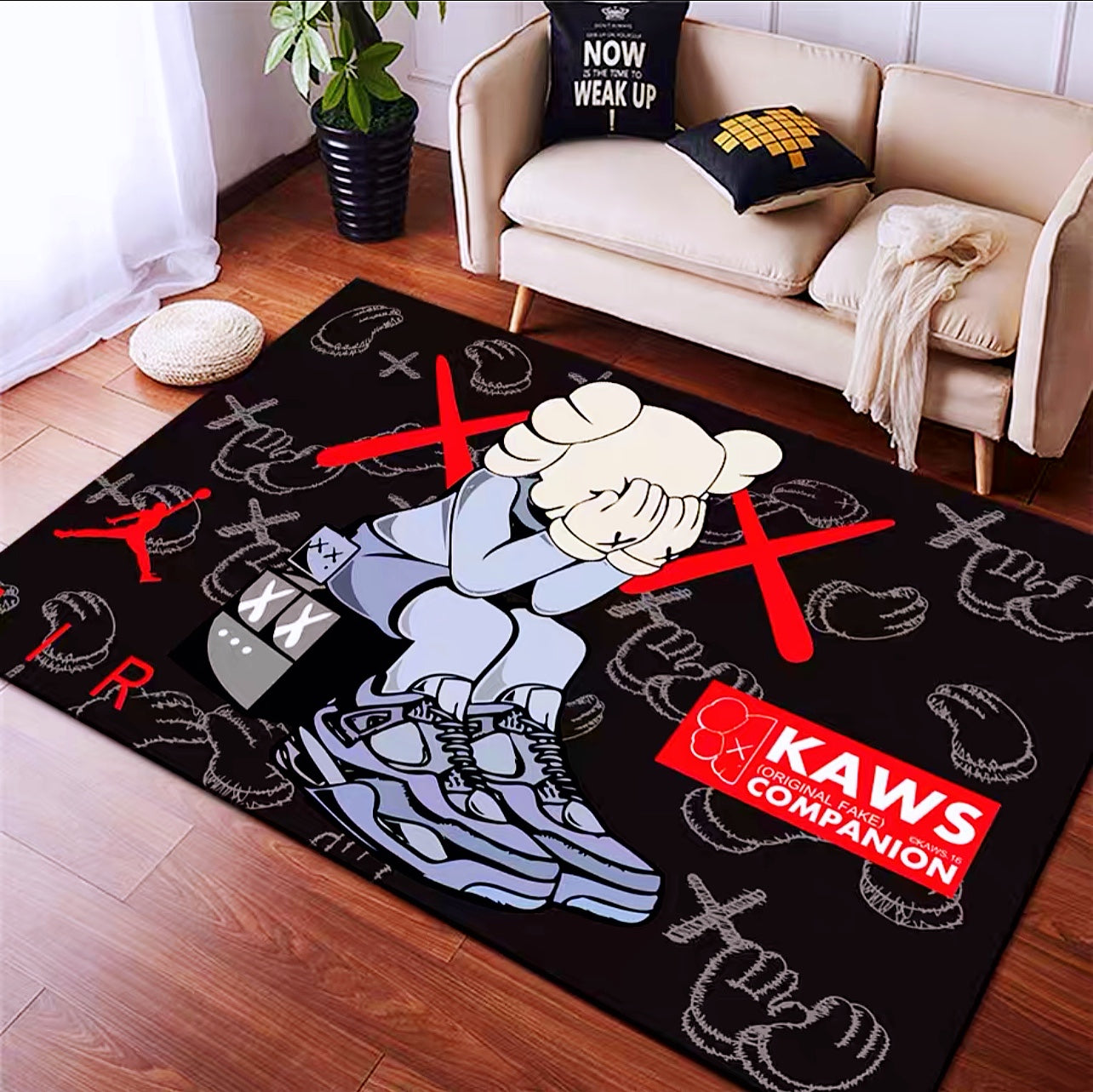 Kaws Air Jordan Streetwear Branded Logo Design Rectangle Carpet Modern Home Decoration Area Rugs (K011)