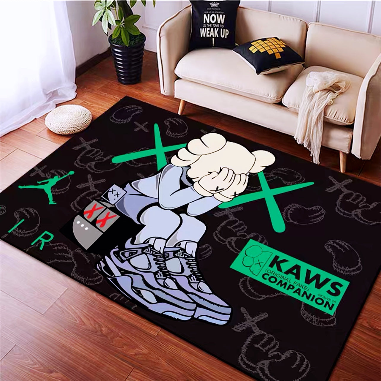 Kaws Air Jordan Streetwear Branded Logo Design Rectangle Carpet Modern Home Decoration Rugs (K012)