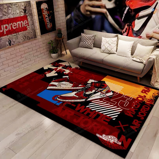 Classic Red Air Jordan Nike Shoes Design Home Decoration Rectangle Area Rugs (N023)