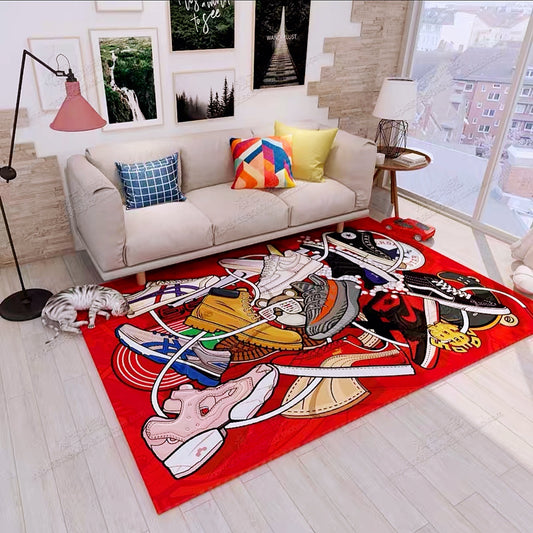 Famous Branded Shoes Design Rectangle Nike Carpet Home Decoration Area Rugs (N026)