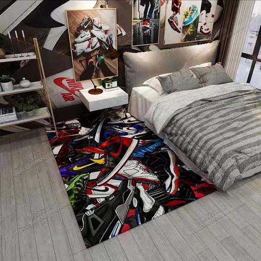 Nike Logo Shoes Streetwear Style Rectangle Carpet Room Decoration Area Rugs (N027)