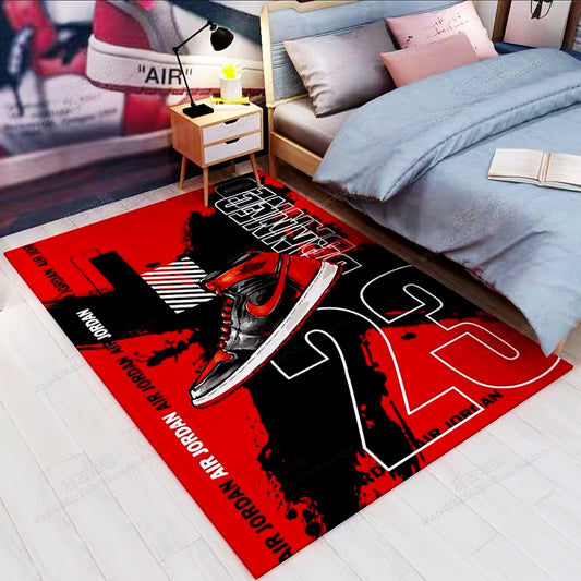 Nike Air Jordan Classic Red 23 Design Rectangle Carpet Room Decoration Area Rugs (N029)