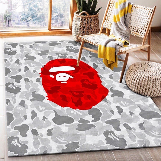 White Red Bathing Aape Monkey Camouflage Design Home Decoration Rectangle Area Rugs (A011)