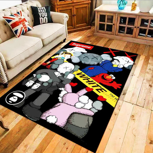 Kaws Sesame Street X OffWhite Streetwear Branded Logo Design Vertical Rectangle Carpet Modern Home Decoration Rugs (K032)