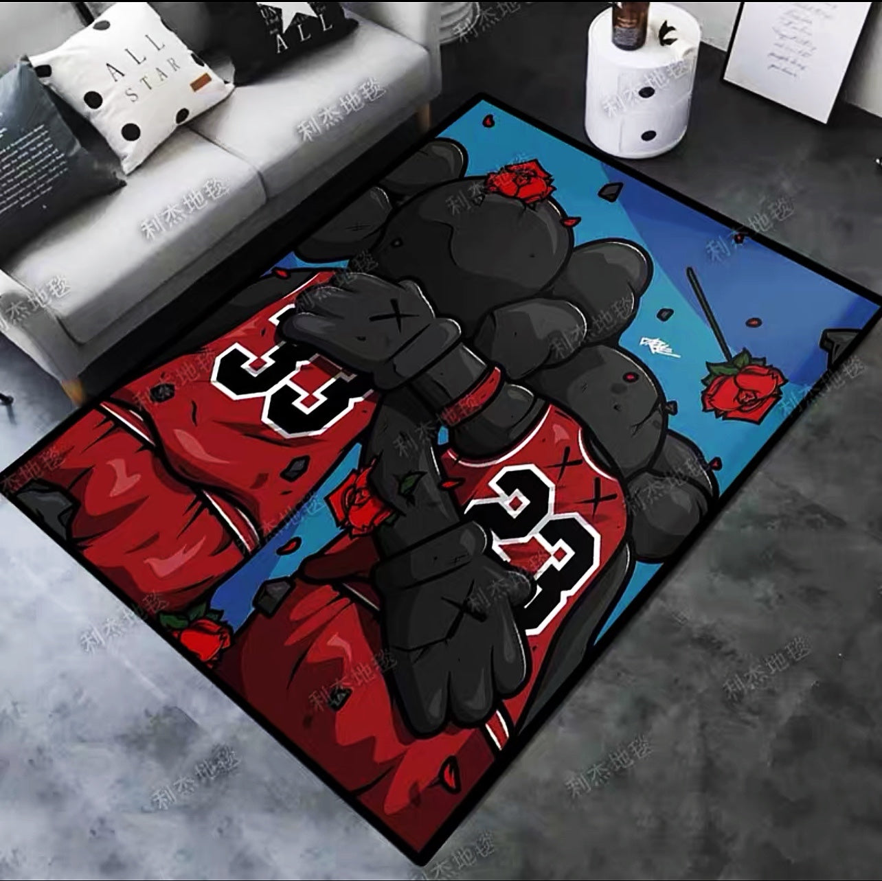 Kaws Air Jordan Famous Streetwear Branded Logo Design Vertical Rectangle Carpet Modern Home Decoration Rugs (K046)