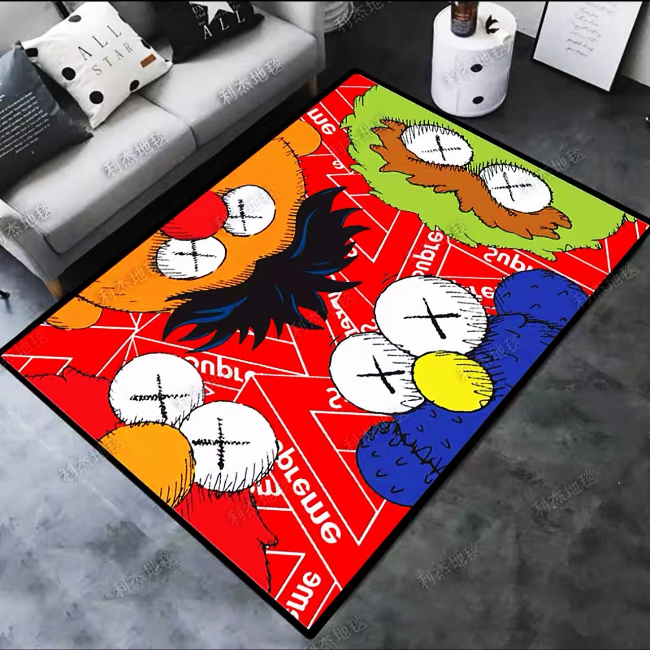 Kaws Sesame Street Famous Streetwear Branded Logo Design Rectangle Carpet Modern Home Decoration Rugs (K047)