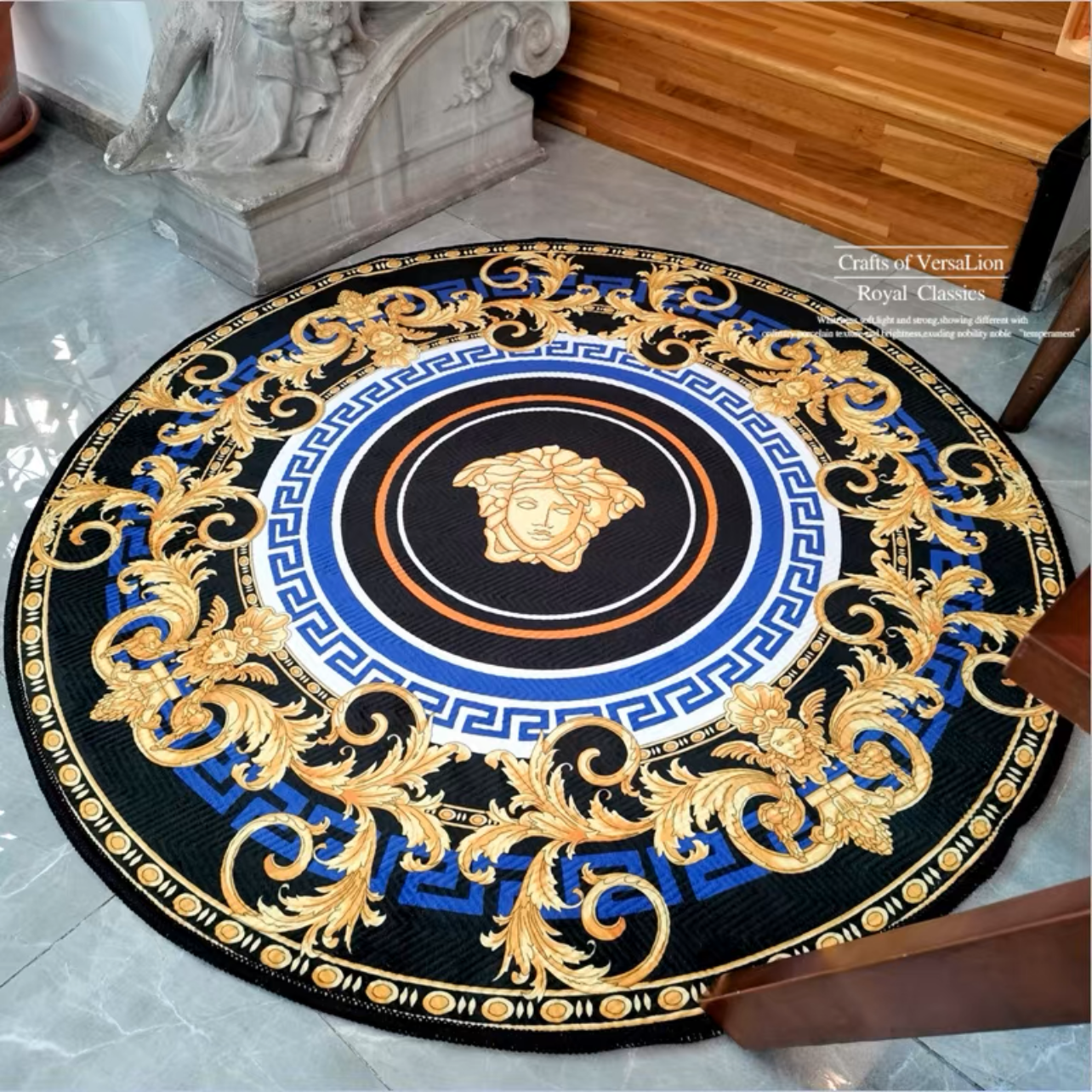 Round Carpet Versace Medusa Luxury Home Decoration Modern Area Rugs (RV016)