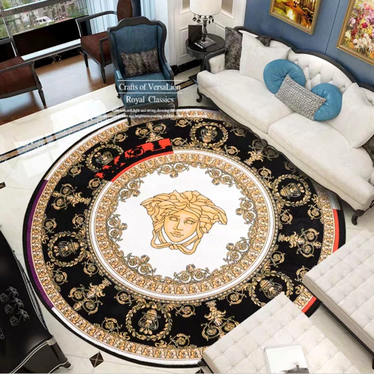 Versace Medusa Luxury Branded Logo Design Home Decoration Round Area Rugs (RV012)